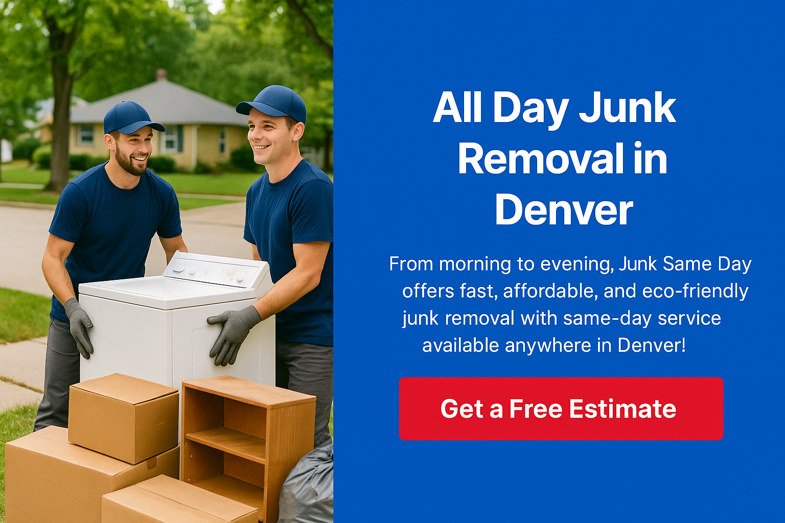 All Day Junk Removal in Denver - Junk Same Day truck and crew hauling items
