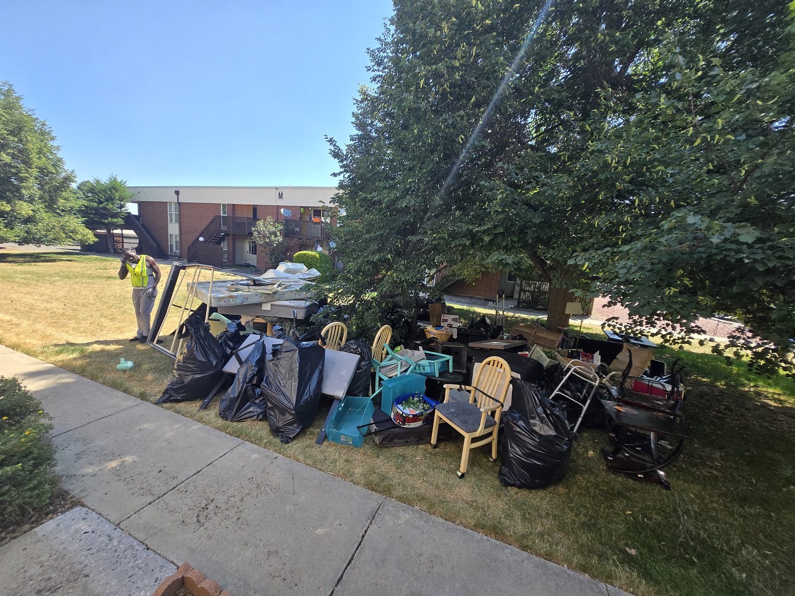 Belongings cleared during a squatter cleanout by Junk Same Day in Denver