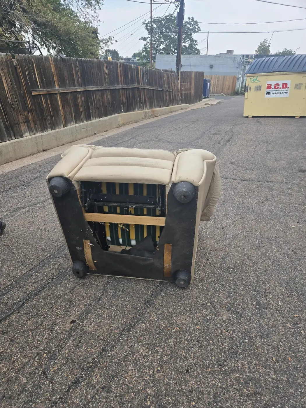 Recliner set out for pickup