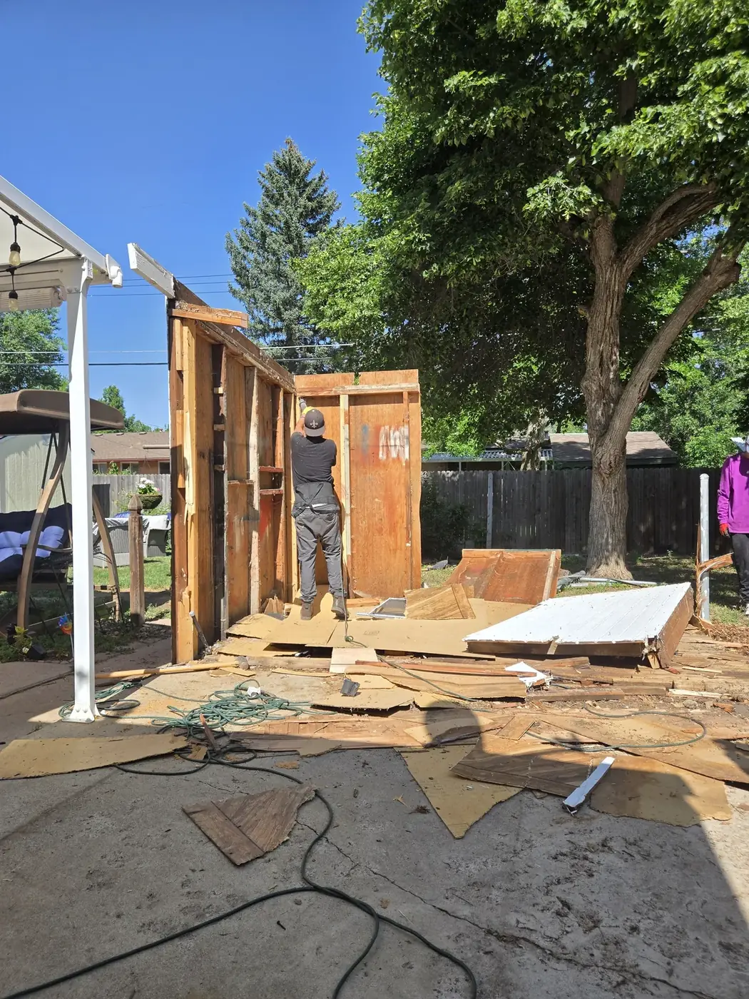 Shed teardown in progress