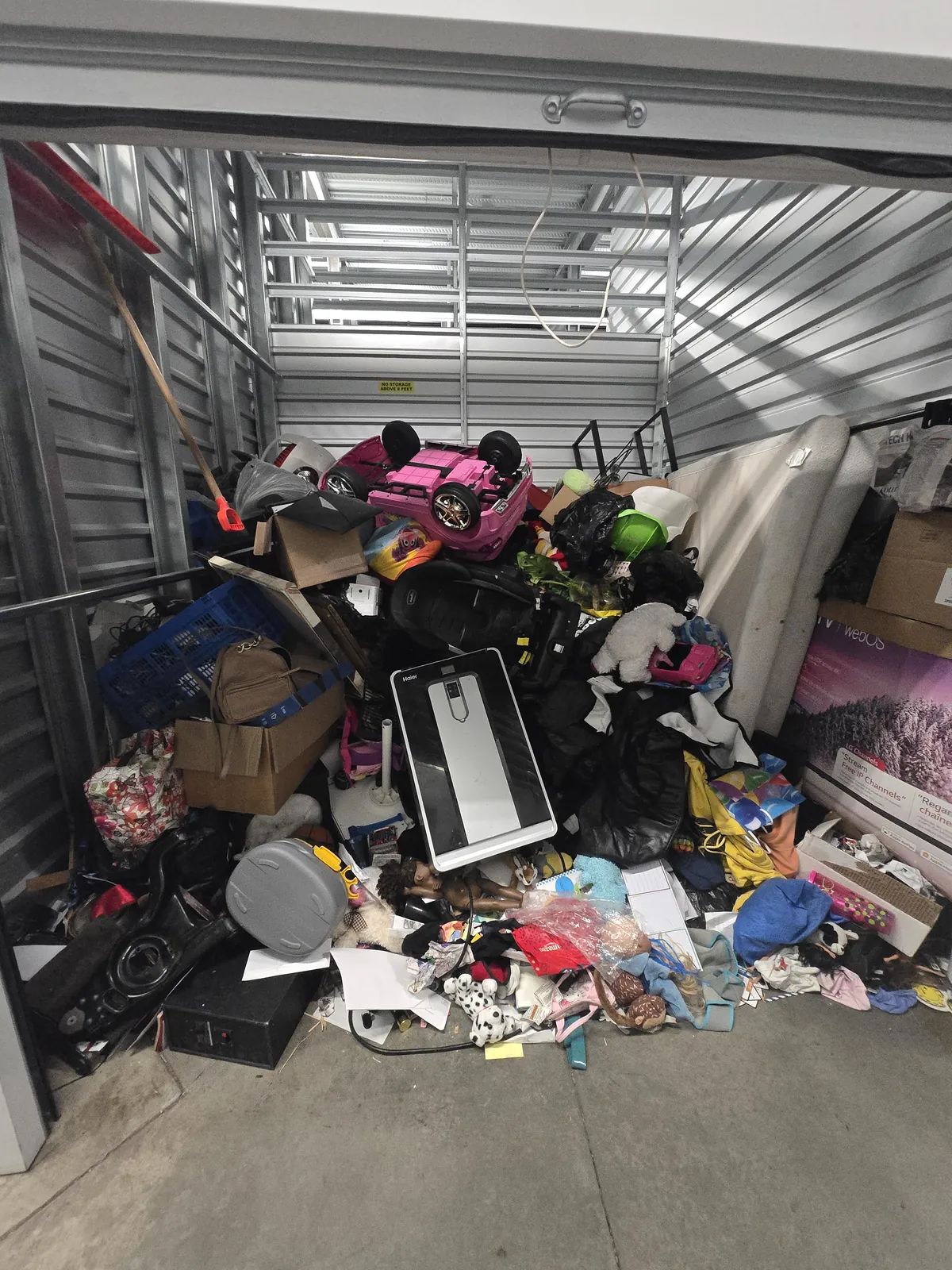 Packed storage unit before cleanout